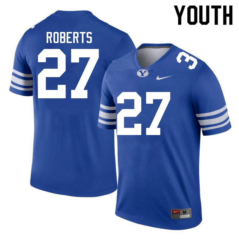 Youth #27 Chase Roberts BYU Cougars College Football Jerseys Sale-Royal - Click Image to Close